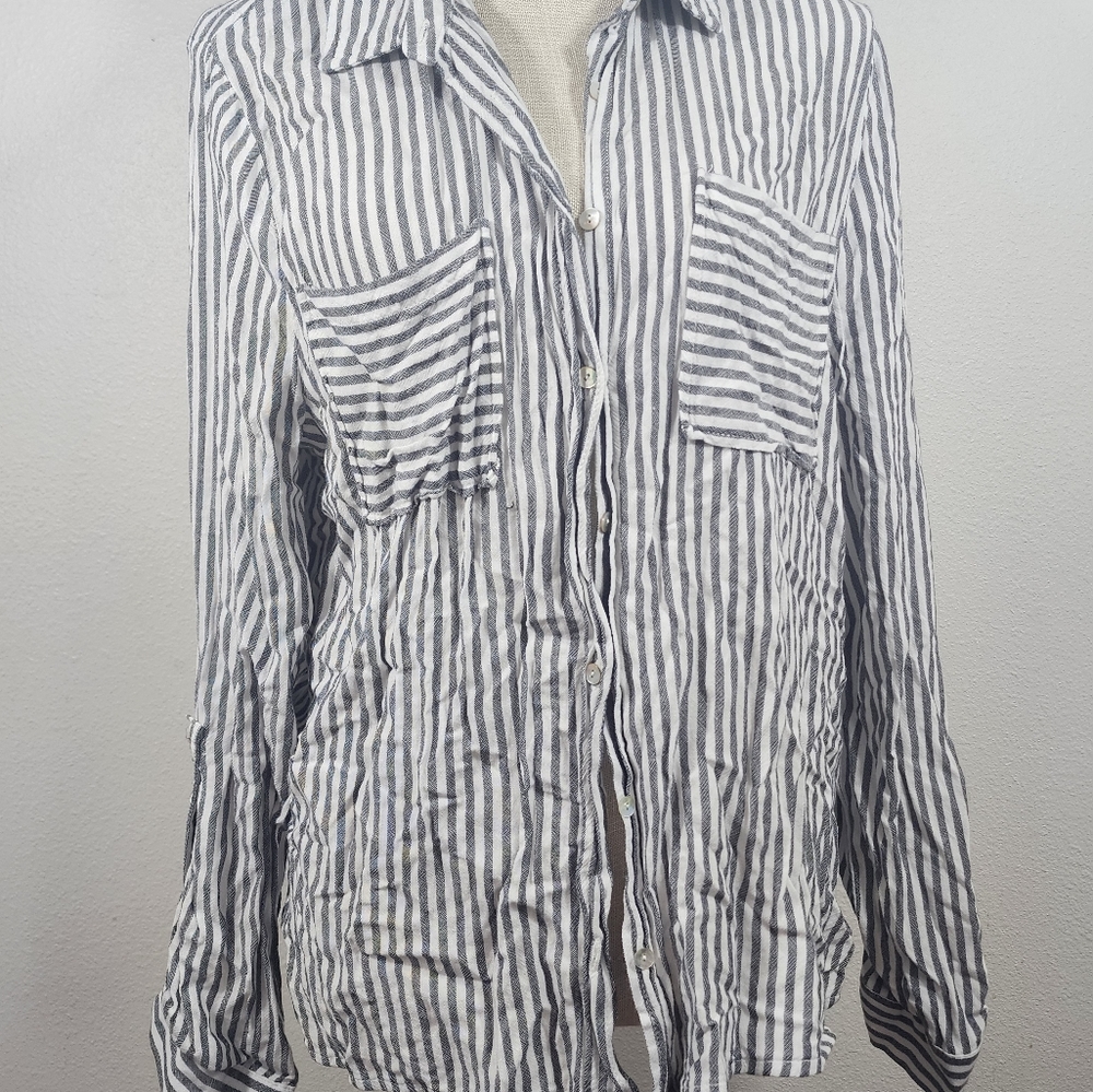 Grey and white button up
